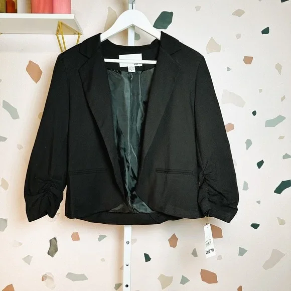 Bar III Black Ruched Sleeve Blazer Jacket XL - Picture 1 of 9